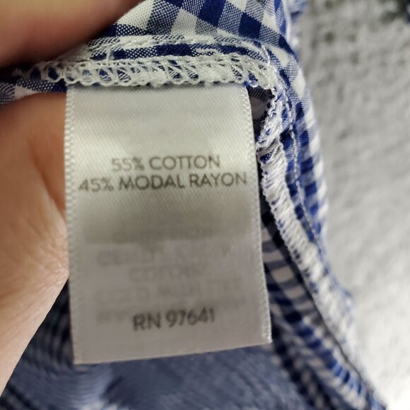 J. Jill Shirt Womens XL Tall Navy Blue Gingham Long Sleeve Blouse - Picture 3 of 9